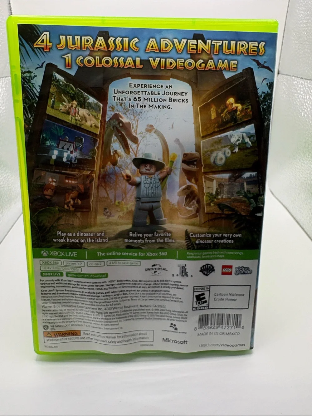 LEGO Jurassic World Xbox 360 Game - Neon Green Case